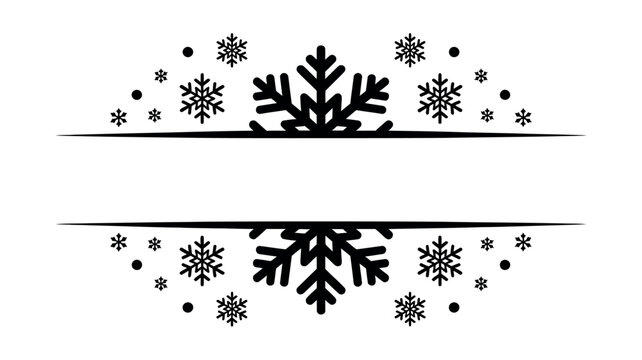 Decorative snowflake border design for winter or holiday text