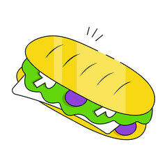A unique design icon of baguette sandwich 