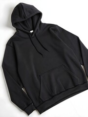 Blank Black Hoodie Mockup - Isolated on White Background