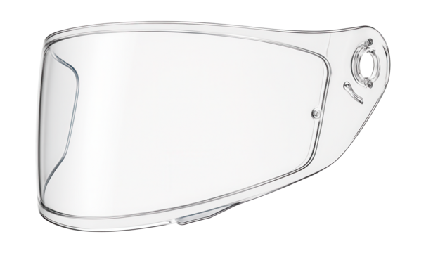 Clear snap-in visor for modular motorcycle helmets.
