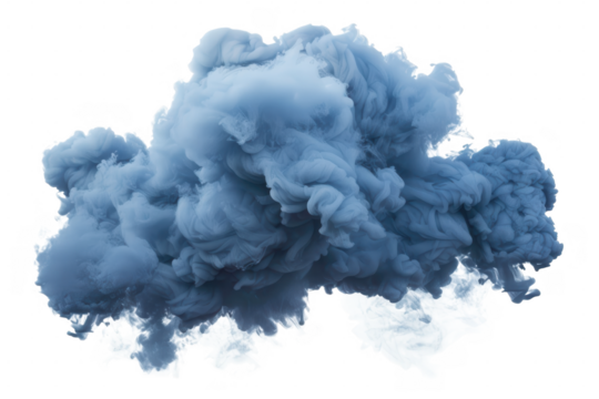 A blue cloud on black space on transparent background
