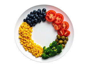 Photo of rainbow salad plate isolated on transparent background png