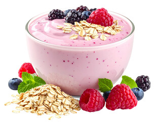Photo of berry yogurt bowl isolated on transparent background png