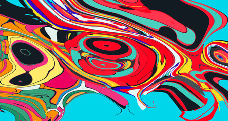 Naklejka premium Colorful abstract psychedelic liquid and fluid background pattern