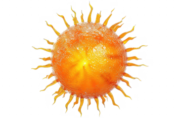 Orange spiky sphere rendering on transparent background