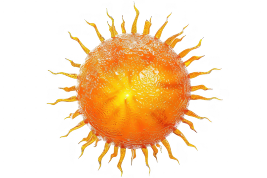 Orange spiky sphere rendering on transparent background - Powered by Adobe