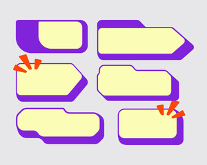 Retro 3d sticker label chat conversations tag shape blank badge collection set bundle template print art editable