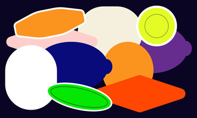 Sticker label emblem shape blank badge collection set bundle template print art editable