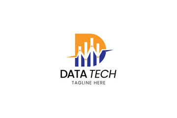 Letter D Abstract Symbol Logo Data Tech Finance Business Digital Company