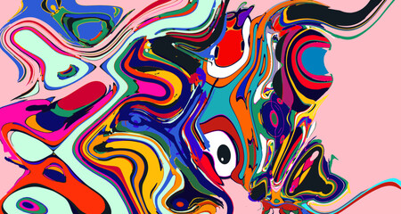 Colorful abstract psychedelic liquid and fluid background pattern