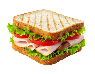 Photo of ham sandwich isolated on transparent background png