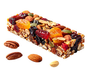 Photo of granola energy bar isolated on transparent background png