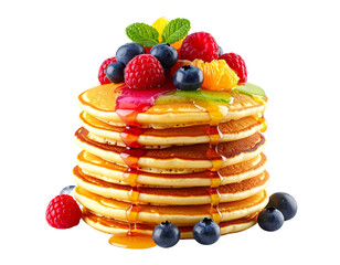 Photo of pancake stack with berries isolated on transparent background png