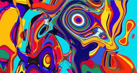 Colorful abstract psychedelic liquid and fluid background pattern