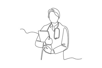 Simple continuous line of a hospital activity. Simple line, creativity, vector.