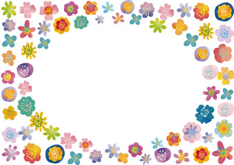 北欧風　かわいい水彩タッチの花々フレーム Scandinavian Style Series:Cute watercolor flower frame