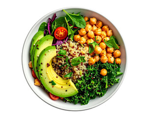 Photo of avocado chickpea bowl isolated on transparent background png