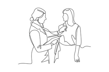 Simple continuous line of a hospital activity. Simple line, creativity, vector.