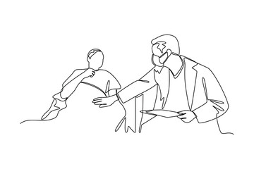 Simple continuous line of a hospital activity. Simple line, creativity, vector.