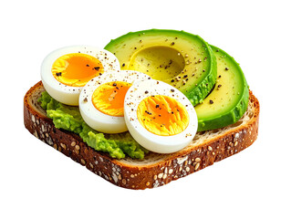 Photo of avocado egg toast isolated on transparent background png