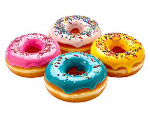Photo of assorted glazed donuts isolated on transparent background png