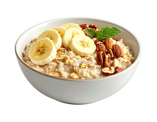 Photo of banana oatmeal bowl isolated on transparent background png