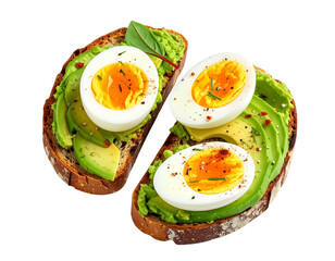 Photo of avocado toast with egg isolated on transparent background png