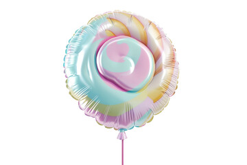 Sweet swirl candy balloon view on transparent background