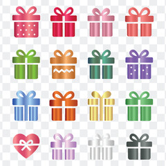 Colorful Gift Boxes with Ribbons and Bows Vector Icons