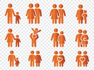 Family Structure and Relationship Diversity Pictograms and Icons Set