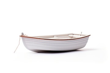 Fototapeta premium Little white boat watercraft sailboat vehicle.