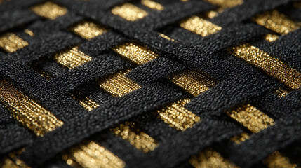 Close-up of a stylish woven texture, showcasing intricate weaving patterns and detailed textile design
