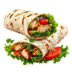 Delicious chicken wraps fresh ingredients stacked for a savory meal experience