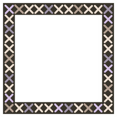Decorative frame with crosses and dots pattern. Perfect as a photo frame, for scrapbooking, postcards, posters, invitation cards.