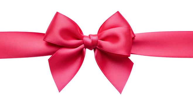 Elegant pink ribbon bow a decorative element for gift wrapping Isolated on transparent background, png - Powered by Adobe