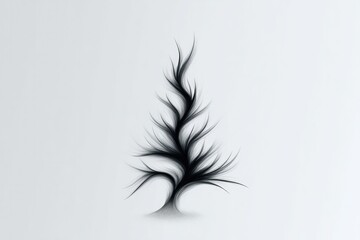 Artistic charcoal sketch of stylized fir tree with dynamic shading on white background for creative design