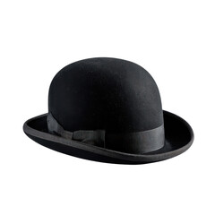 A timeless black bowler hat sits on a smooth surface, capturing the essence of vintage fashion in warm afternoon light