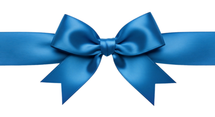 Elegant blue satin ribbon bow Isolated on transparent background, png perfect for gift wrapping and decorative design
