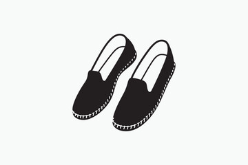 Summer Footwear an Espadrilles shoes vector silhouettes black image. eps