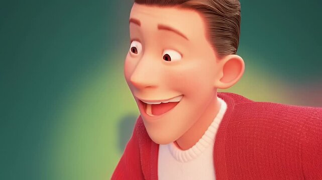 Animated man portrait red jacket modern style