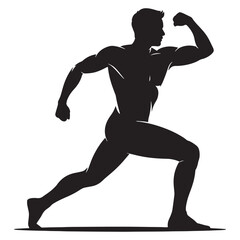 Silhouette of Muscular Man in Yoga Pose