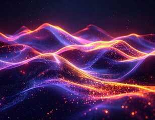 Glowing, ethereal waves of color and light in deep space