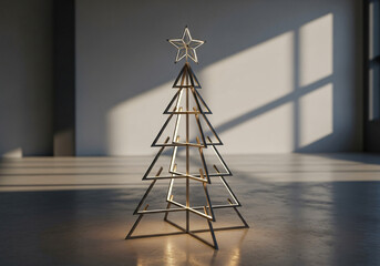 Modern minimalist Christmas tree with an elegant and simple Christmas decoration concept.