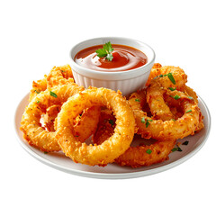 Onion rings with dipping sauce appetizer meal