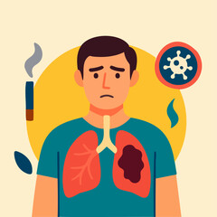 Lung cancer awareness, diagnosis and smoking risk vector illustration 27