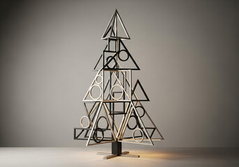 Modern minimalist Christmas tree with an elegant and simple Christmas decoration concept.