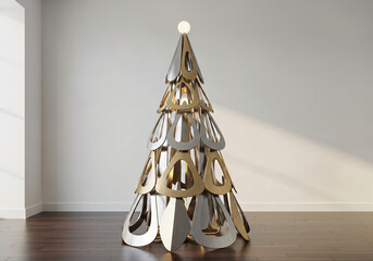 Modern minimalist Christmas tree with an elegant and simple Christmas decoration concept.