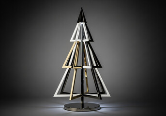 Modern minimalist Christmas tree with an elegant and simple Christmas decoration concept.