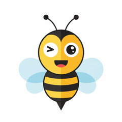 Cartoon Bee with Winking Eye and Smiling Face Illustration.