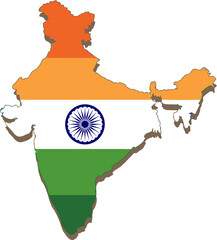 India Map Vector with Tricolor Flag Design and Ashoka Chakra &ndash; Independence Day Patriotic Illustration